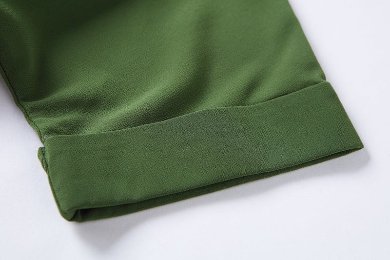 olrain Women's Floral Print Sheer Chiffon 3/4 Bat Sleeve Casual Loose Kimono Cardigan Capes (X-Large, Deep Green) - Image 5